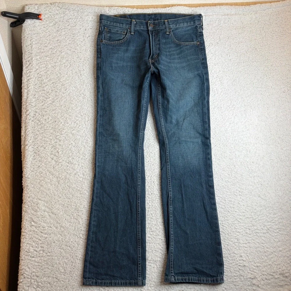 Levis 527 Slim Bootcut Jeans Mens 32x32 (34x32) Dark Wash Blue Denim 100% Cotton